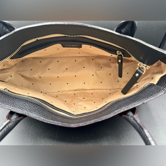 Kate Spade New York Shoulder Bag Laser Cut Perforations Black Leather - Picture 11 of 13